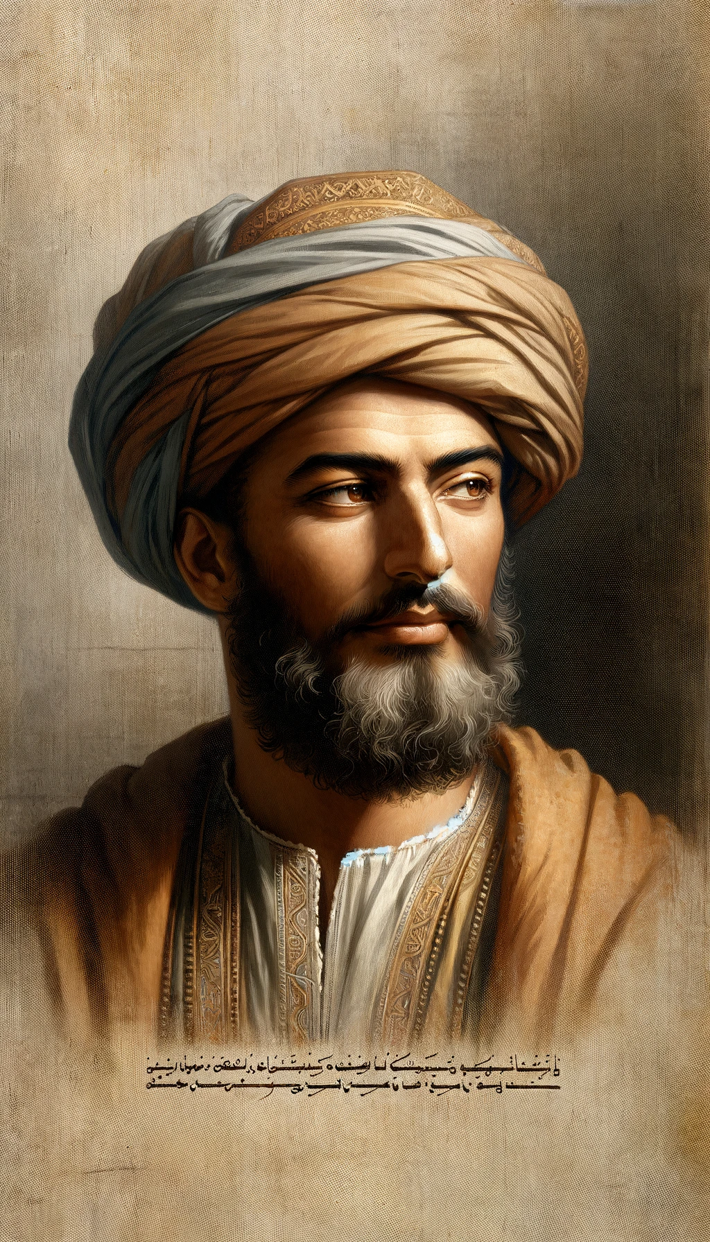 Ibn- battuta historical portrait of Ibn Battuta, a medieval Moroccan explorer known for his extensive travels. The portrait features Ibn Battuta in traditional